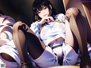 A woman sitting on top of a bed in pajamas.