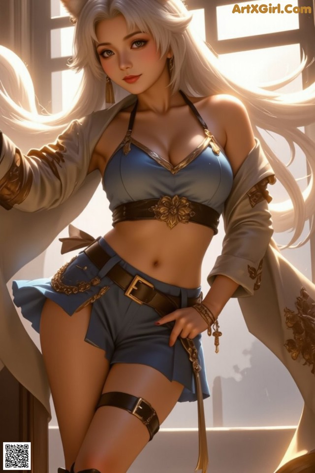 Hentai - Exotic Allure of the Untamed Lands Set.1 20250124 Part 14 No.96618d A woman in a blue outfit holding a sword.