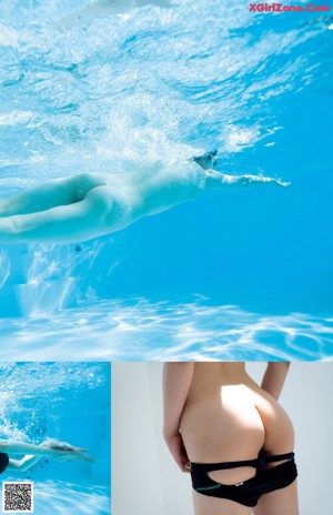 A woman in a swimming cap and goggles in a pool.