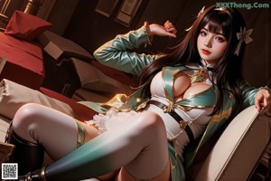 A woman sitting on top of a wooden table.